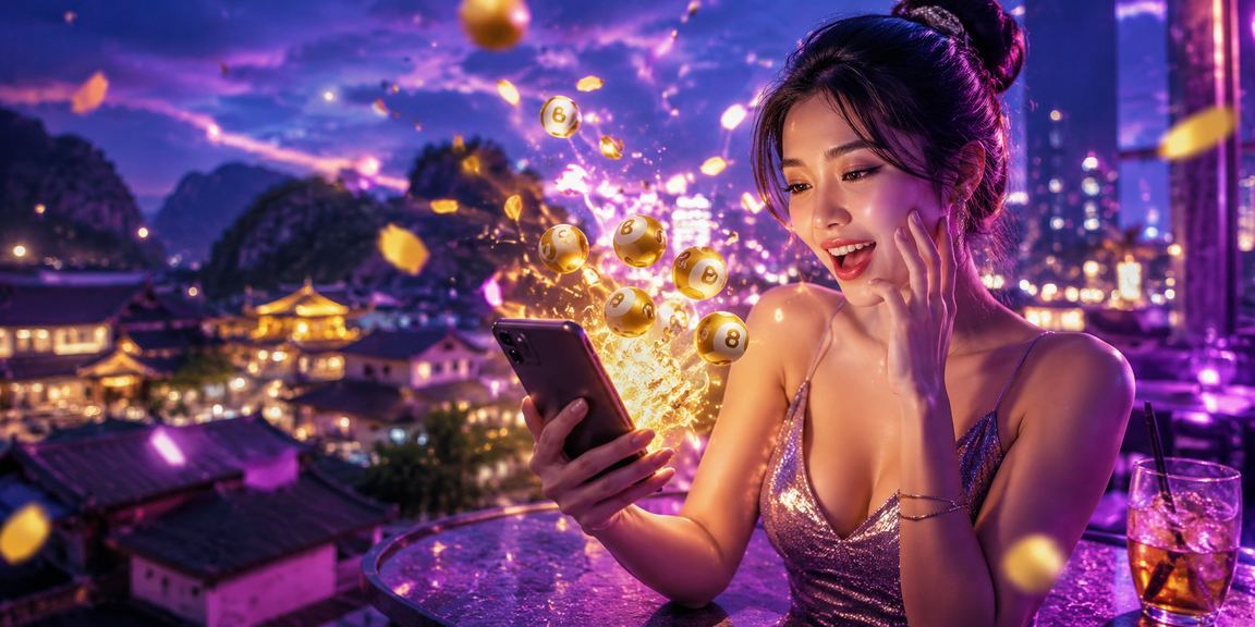 Không khí sôi động tại khu vực xổ số và jackpot neon về đêm ở Ninh Bình Việt Nam
